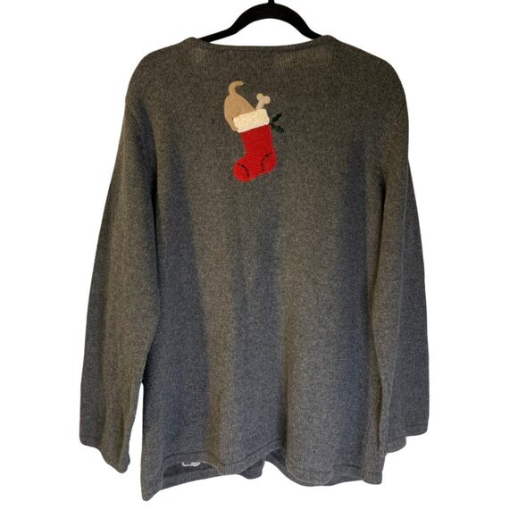 Crazy Horse Women's Christmas Dogs Sweater Plus Size 1X Full Zip Pockets Holiday - Picture 2 of 9